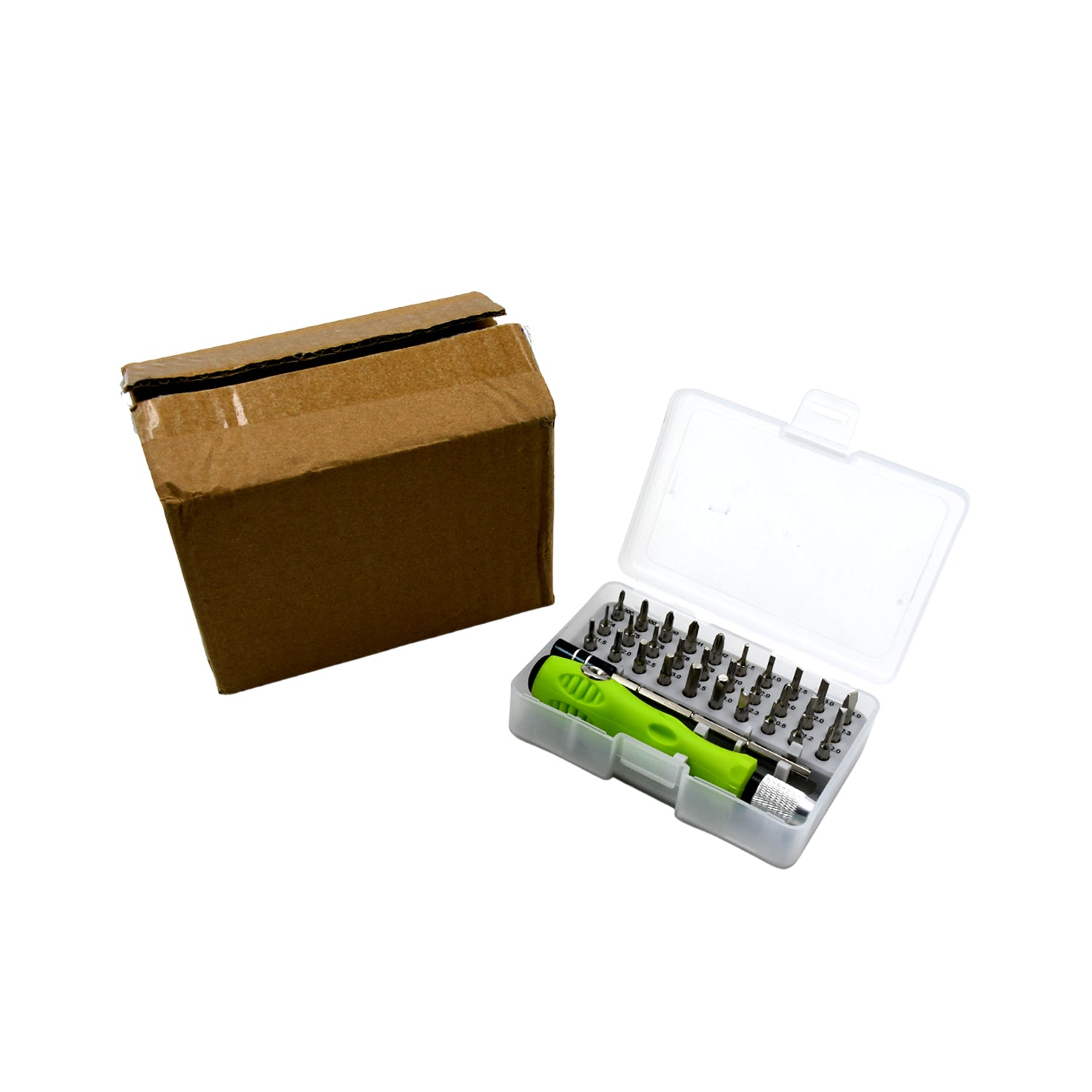 Compact 32-in-1 screwdriver set with flexible extension rod, ideal for home and tech repairs. Compact 32-in-1 screwdriver set with flexible extension rod, ideal for home and tech repairs.
